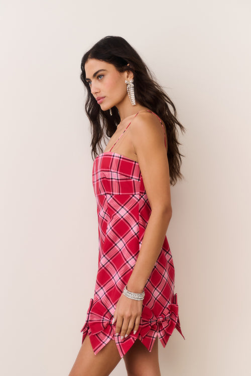 Kennedi Tartan Bow Mini Dress