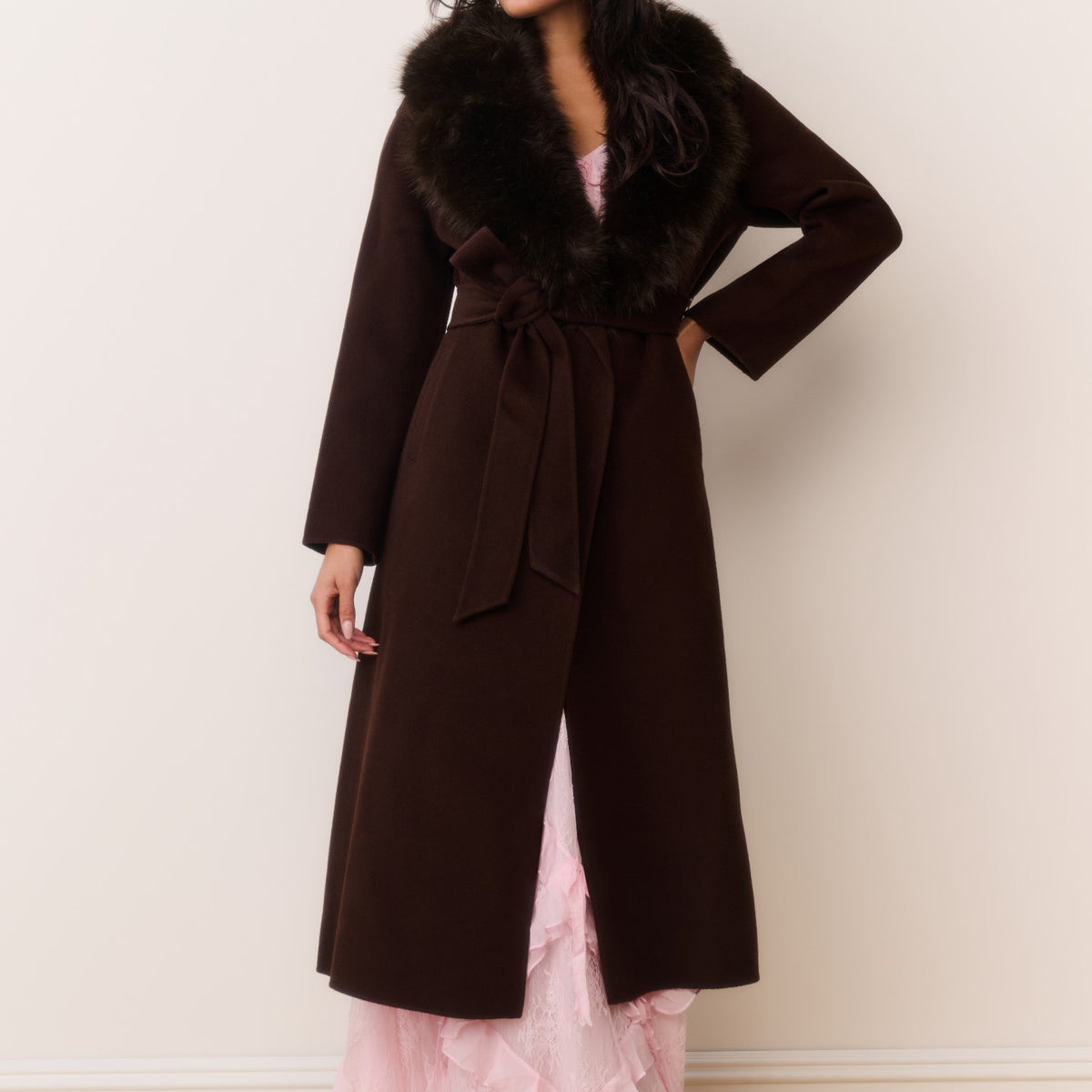 Kenzia Faux Fur Collar Wool Coat