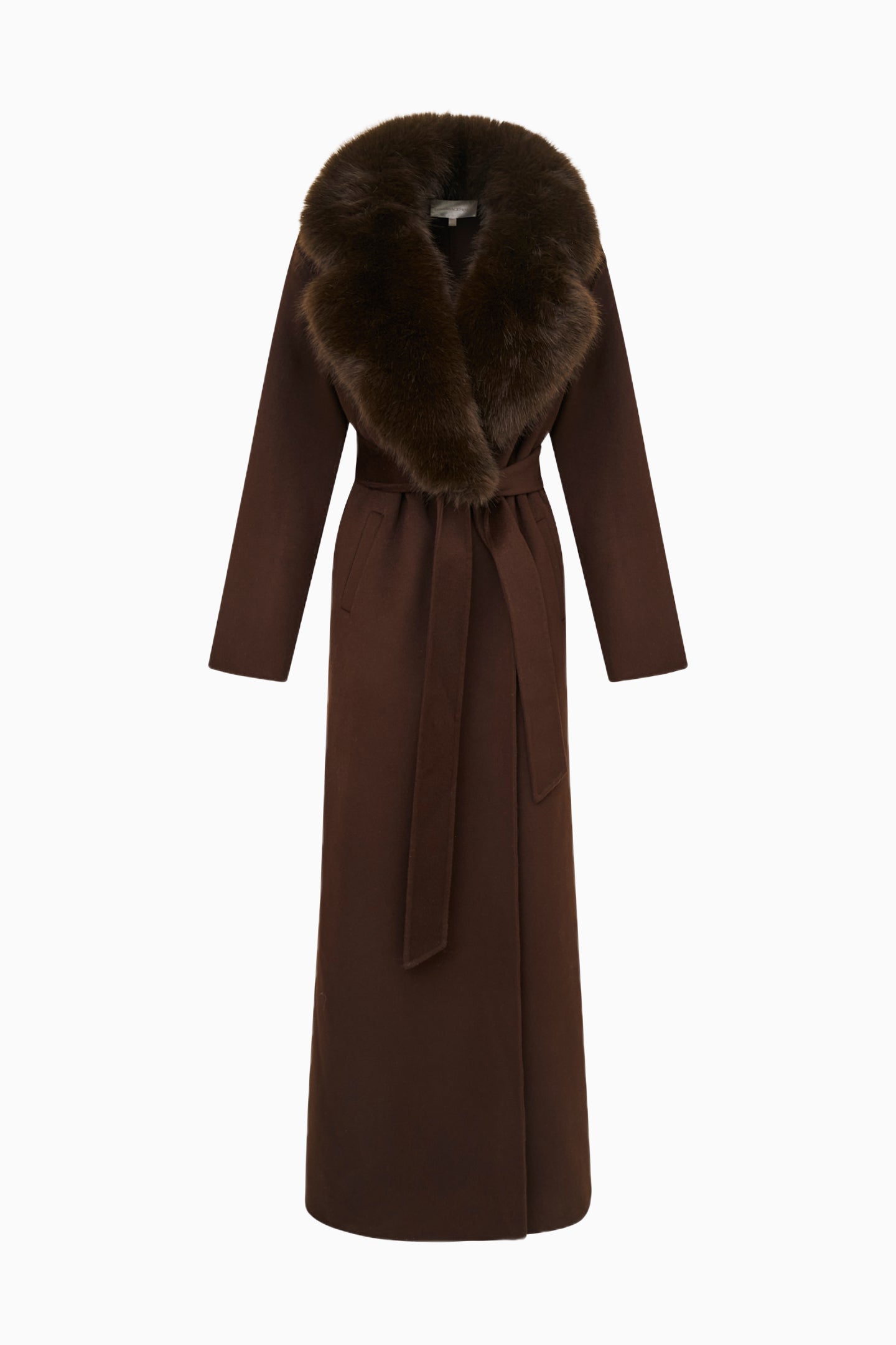 Tie.Me grace fur collar wool coat ブラウン