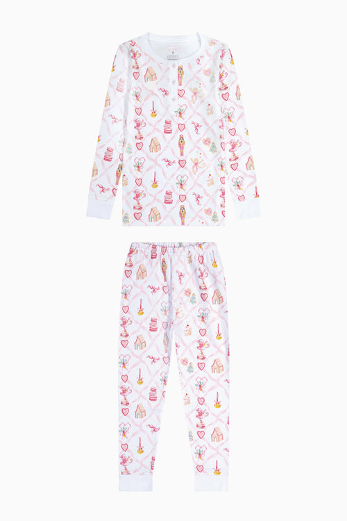 LoveShackFancy x Roller Rabbit Kids Sugarplum Lattice Pajamas