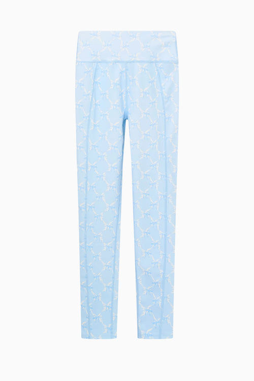 Light blue pants with a subtle pattern on a white background