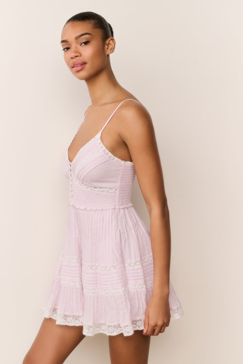 Krista Lace-Trimmed Cotton Mini Dress