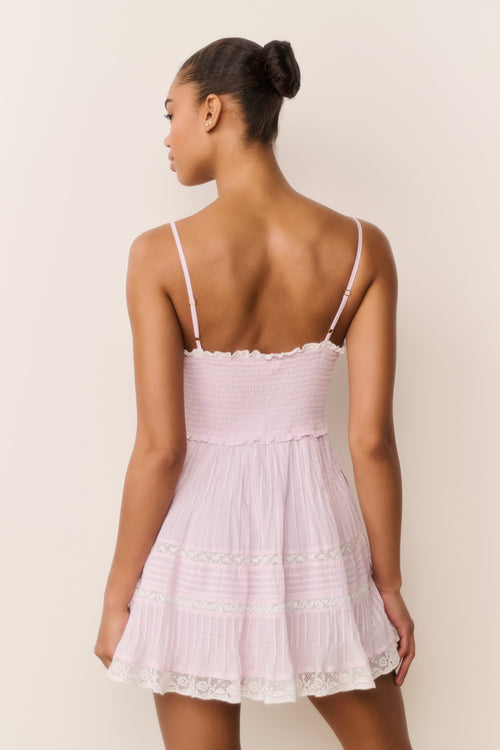 Krista Lace-Trimmed Cotton Mini Dress