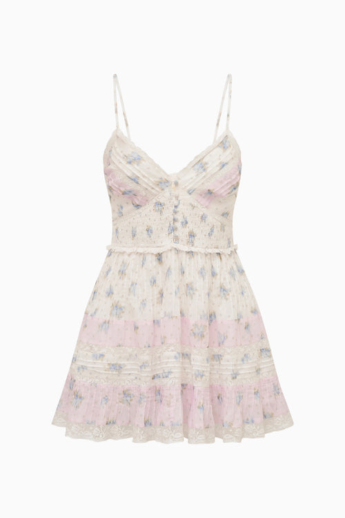 Krista Mixed Print Cotton Mini Dress