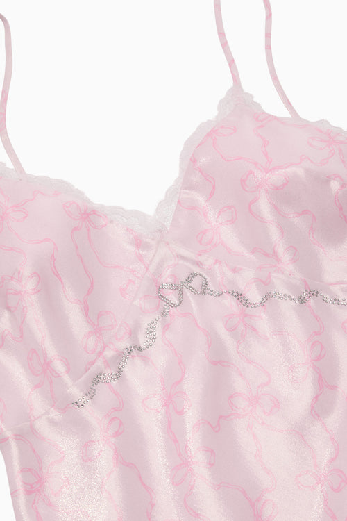 PINK x LoveShackFancy Lace Trim Satin Mini Dress