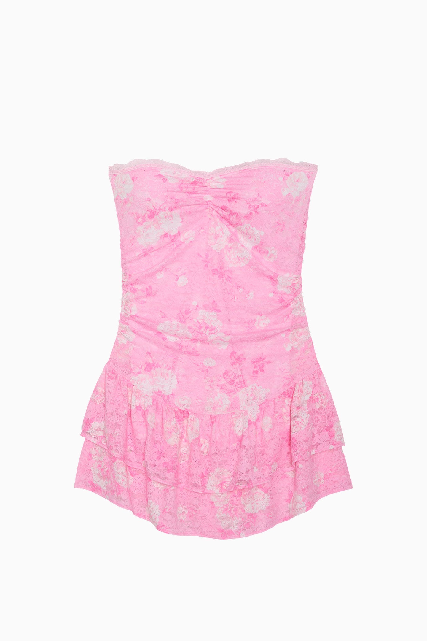 PINK x LoveShackFancy Strapless Lace Mini Dress