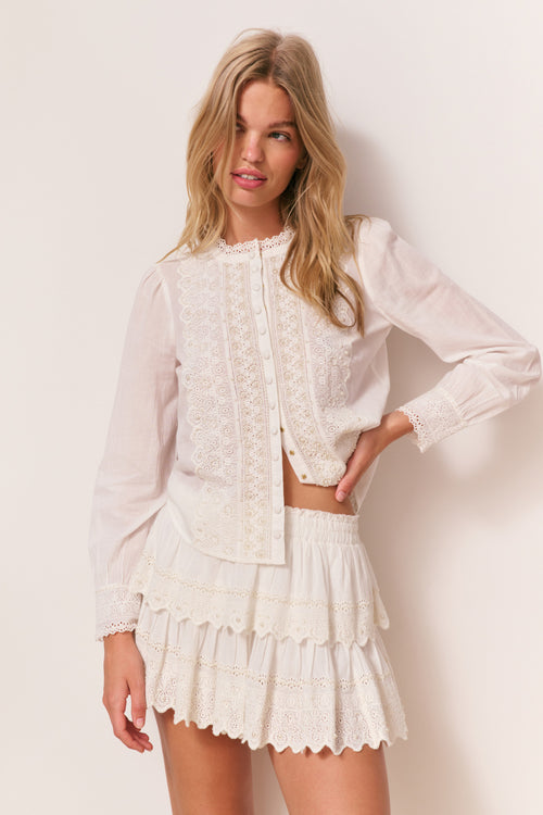 Larine Pearl-Embellished Cotton Blouse