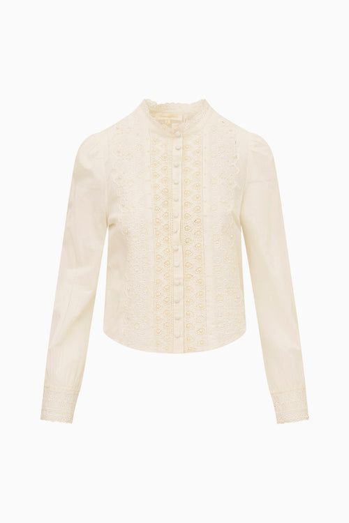 Larine Pearl-Embellished Cotton Blouse