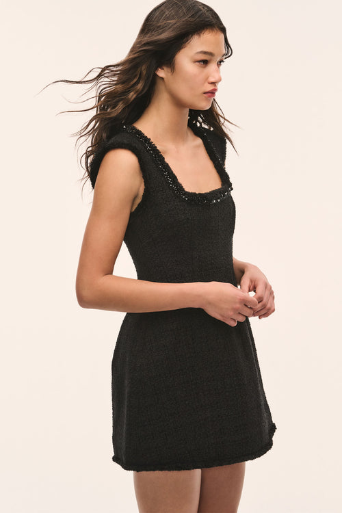 Latasha Embellished Tweed Mini Dress