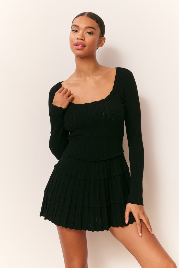 Lavender Stretch Pointelle Mini Dress