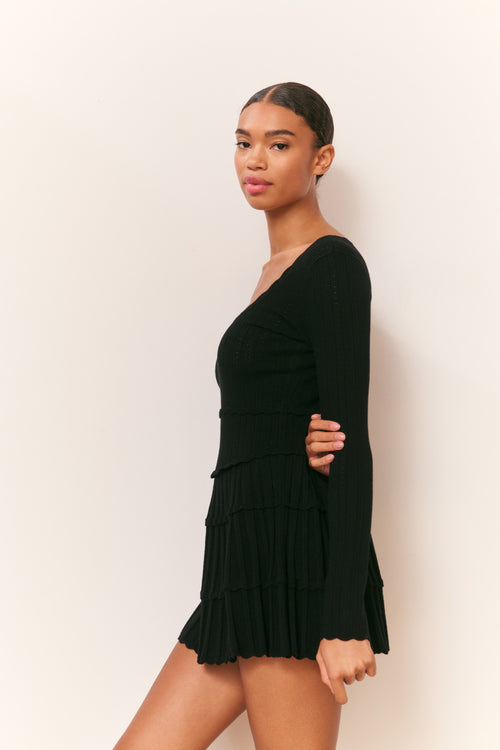 Lavender Stretch Pointelle Mini Dress