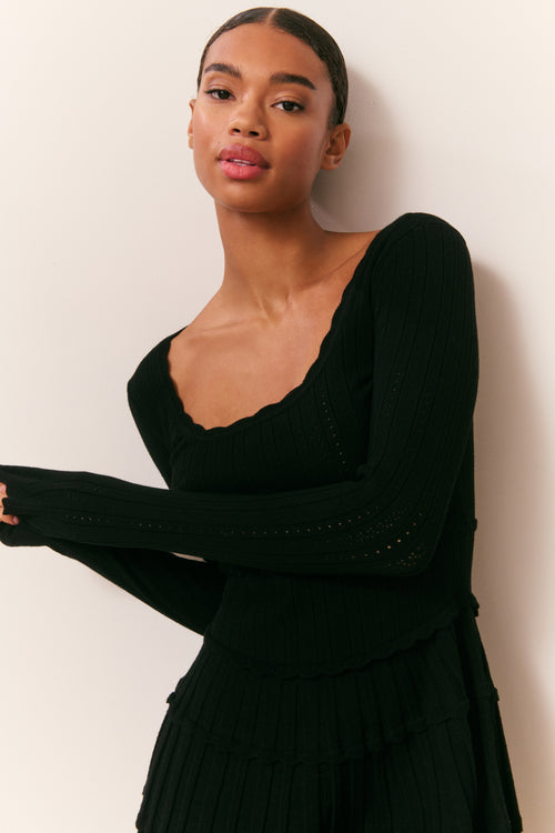 Lavender Stretch Pointelle Mini Dress