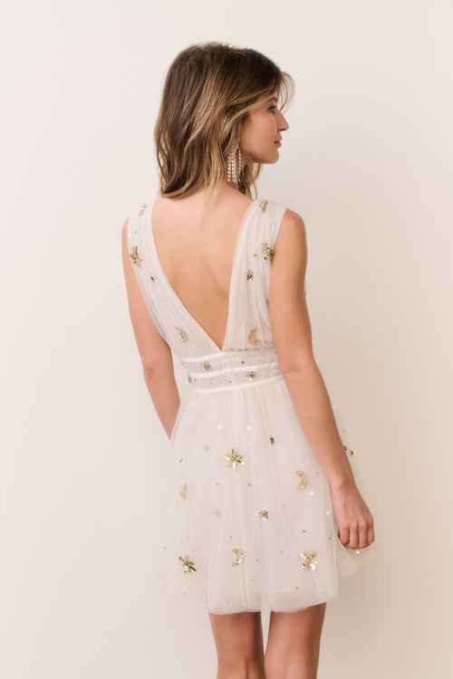 Lawton Celestial Embellished Tulle Mini Dress