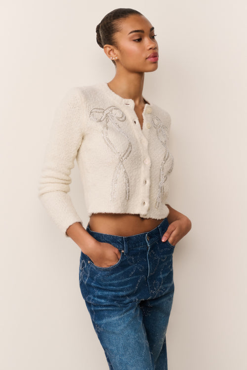 Leocadia Wool-Blend Embellished Cardigan