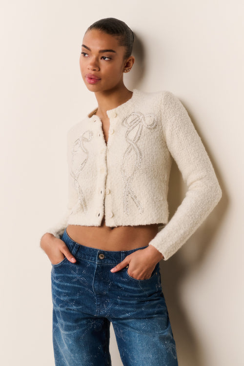 Leocadia Wool-Blend Embellished Cardigan