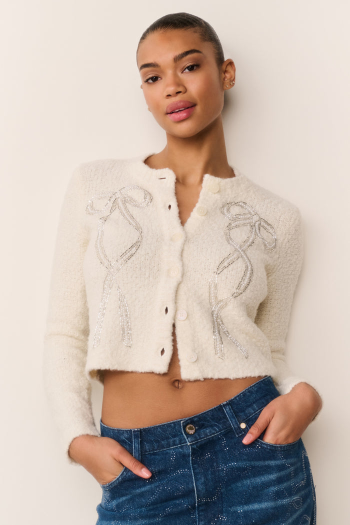 Leocadia Wool-Blend Embellished Cardigan