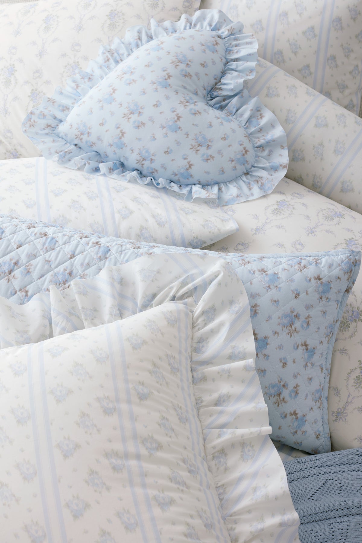 Blue Baby Ruffle Throw Pillow- Designer Luxury Home | LoveShackFancy