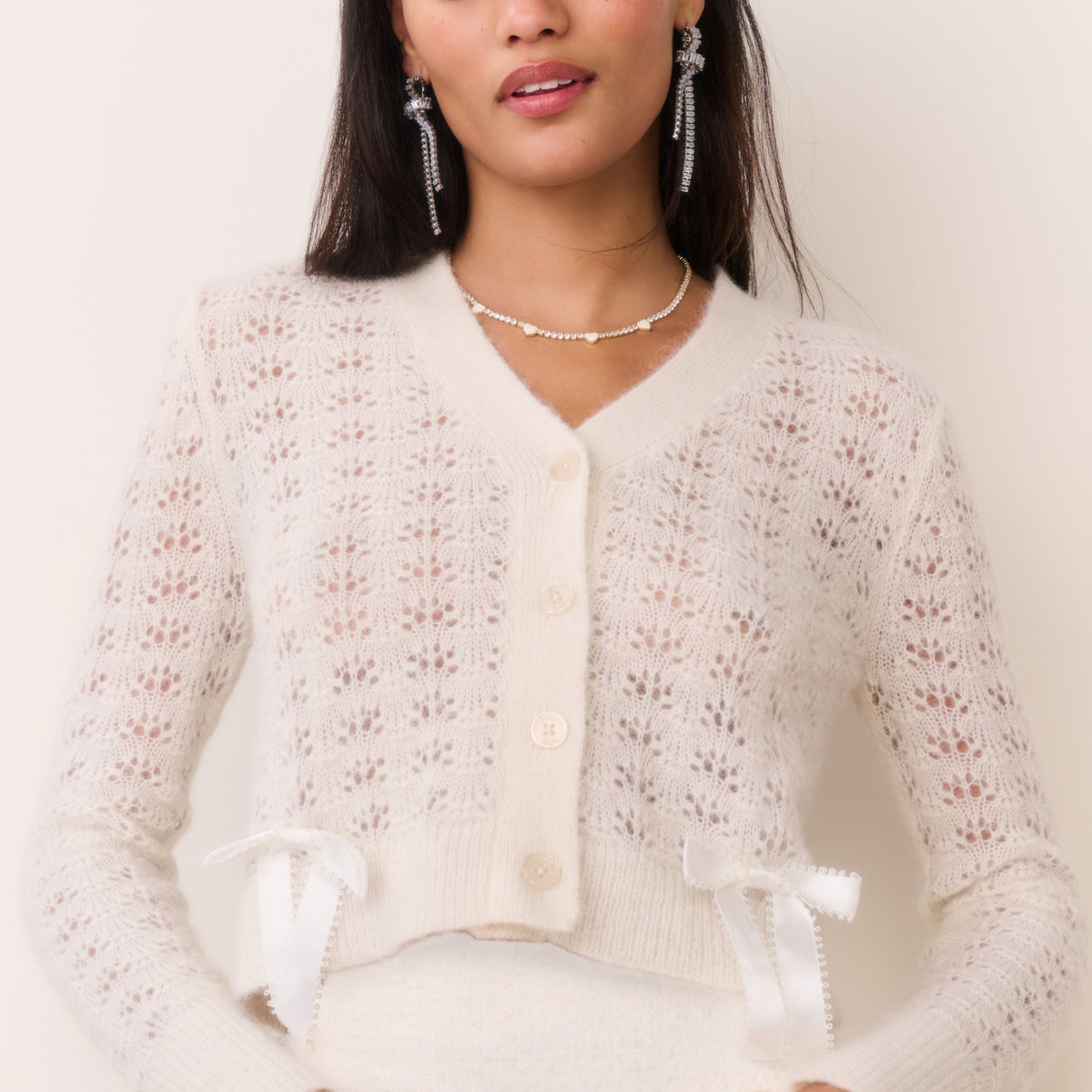 Lilly Alpaca-Blend Bow Cardigan