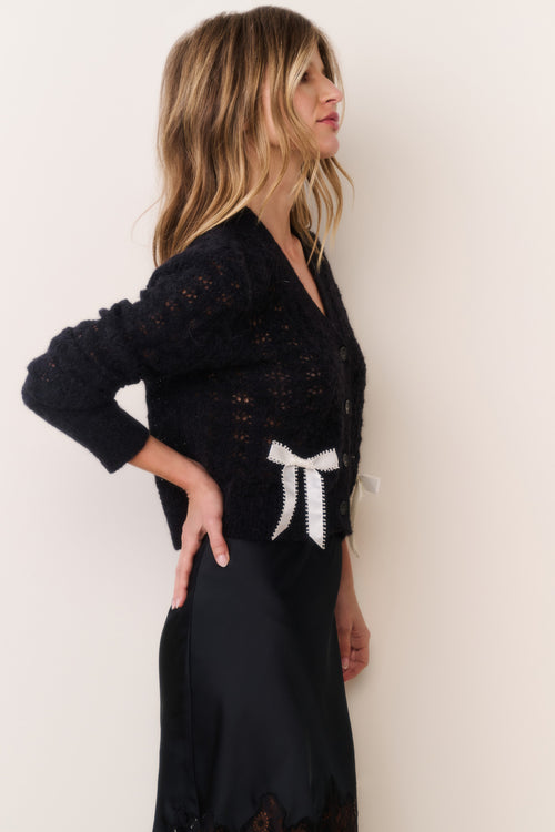 Lilly Alpaca-Blend Bow Cardigan