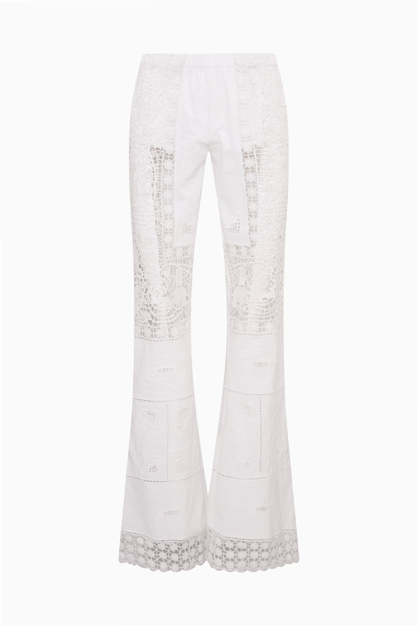 パンツ ApartmentThreeHigh-Waisted FlareTrousers Flare Leg Sheer Lace Full Length Trousers | LoveShackFancy