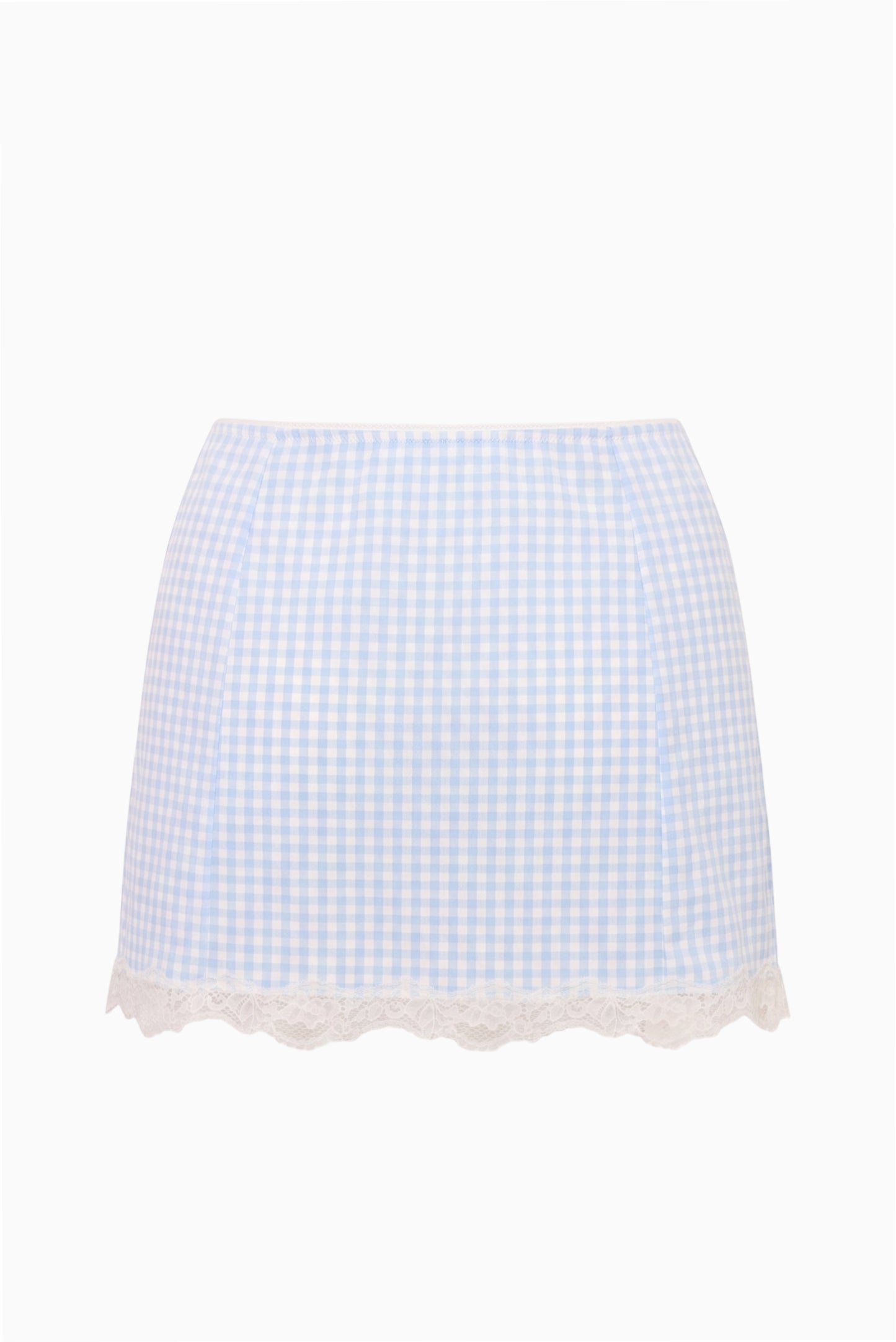 Gingham Lace Scallop Hem Mini Pencil Skirt | LoveShackFancy