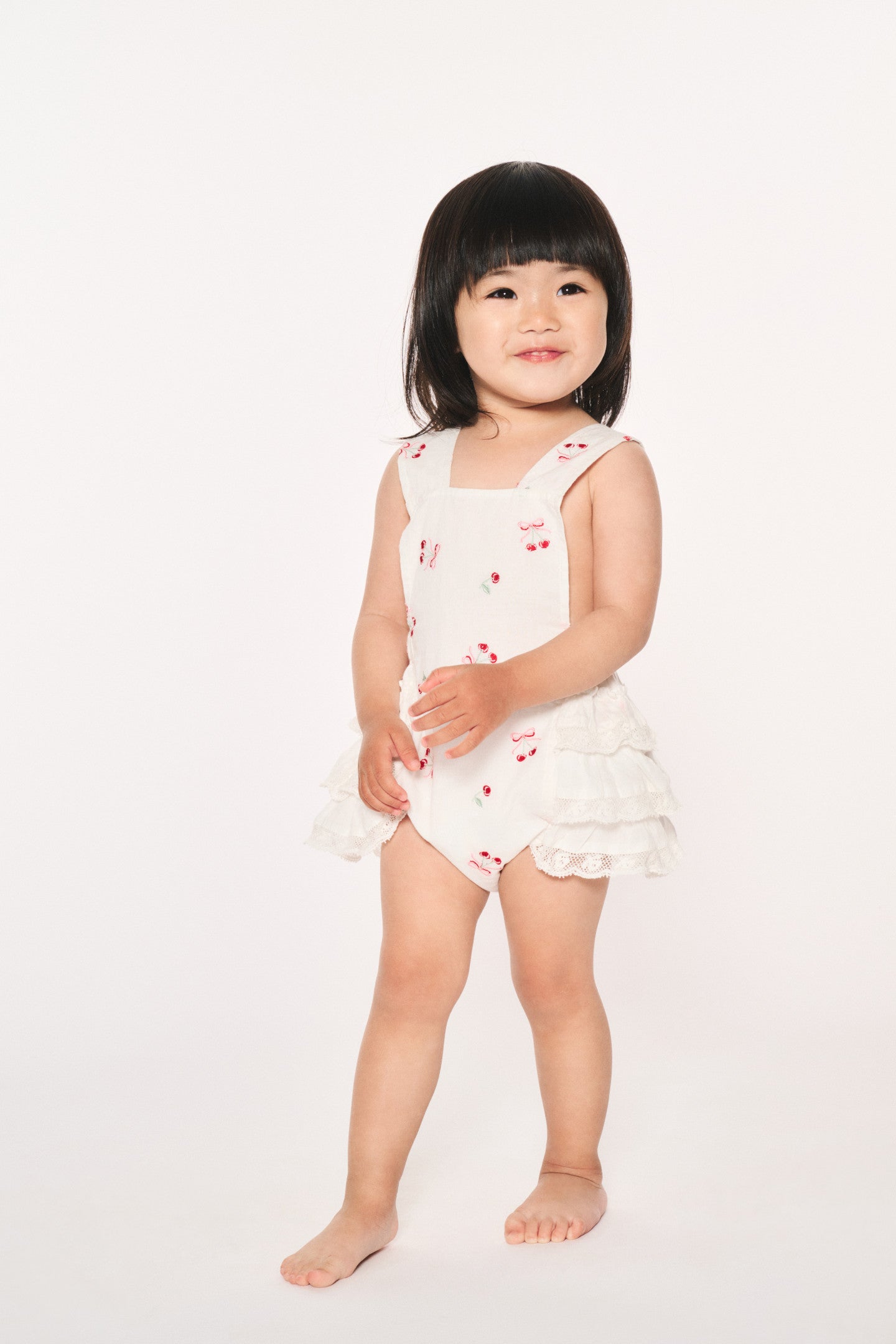 Baby Lindy Cherry Ruffle Pinafore