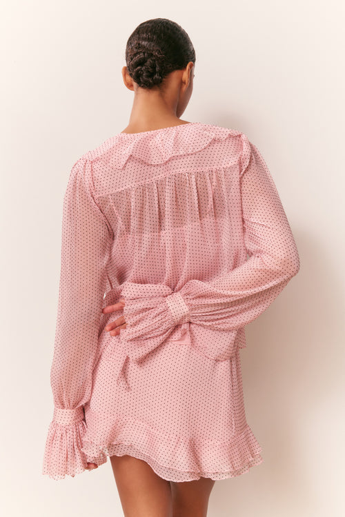 Linette Polka Dot Ruffle Blouse