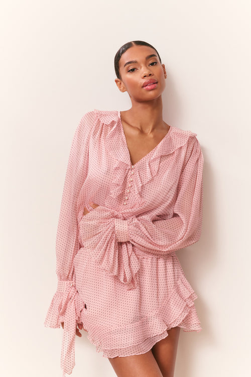 Linette Polka Dot Ruffle Blouse