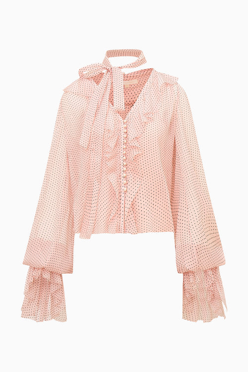 Linette Polka Dot Ruffle Blouse