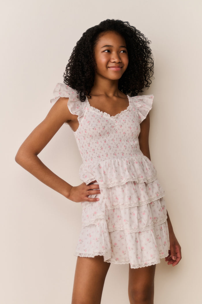Tween Linoette Floral Cotton Dress