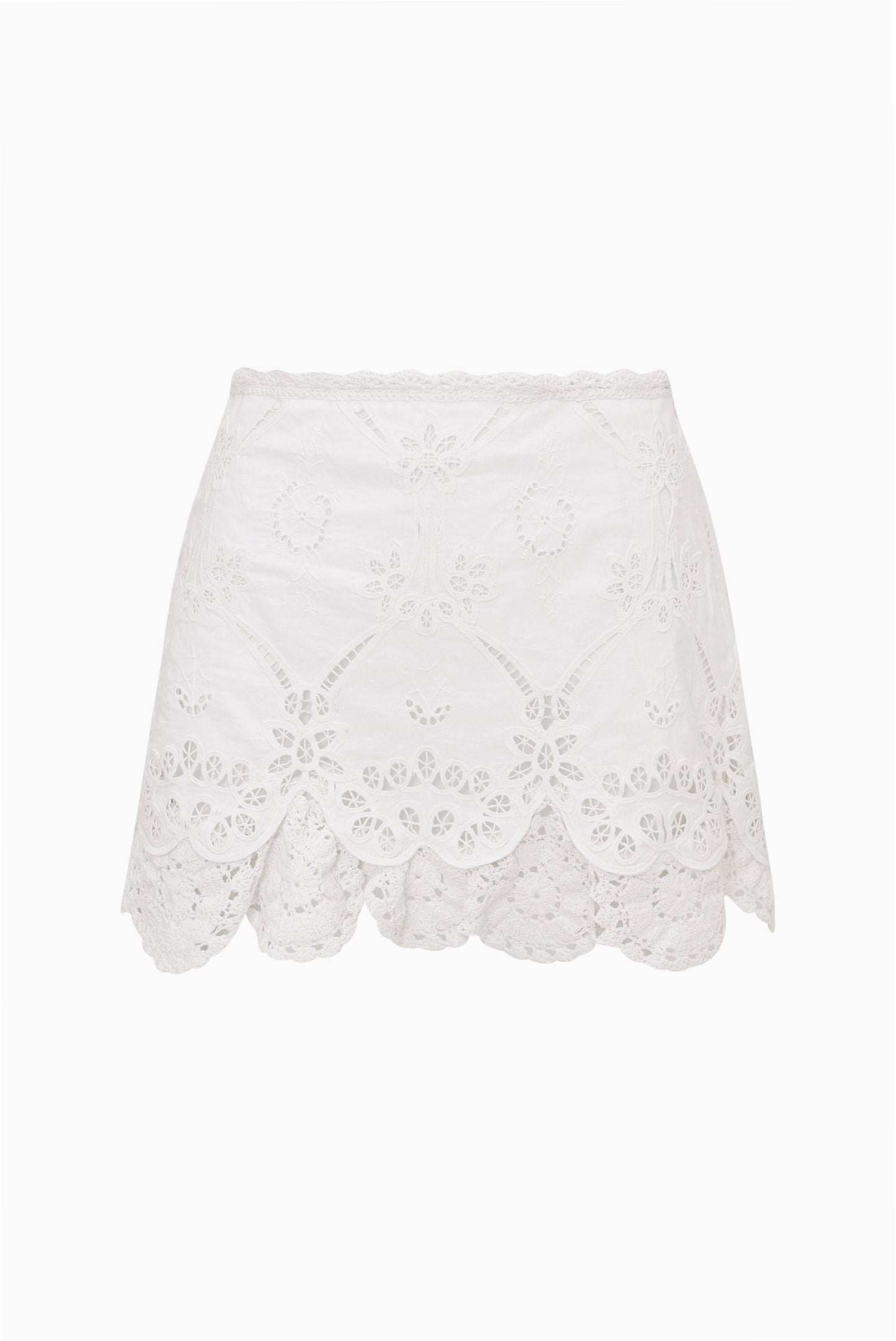 Floral Eyelet Scallop Trim Mini Skirt | LoveShackFancy