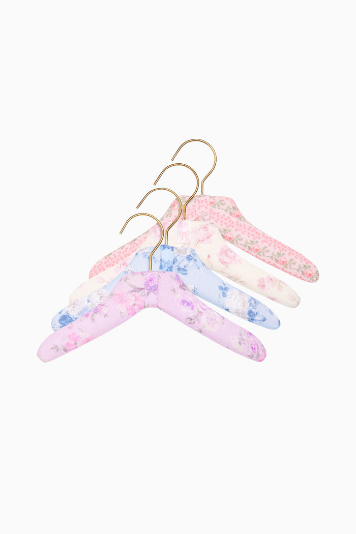 Heirloom Print Fabric Kids Hangers - Set Of 4