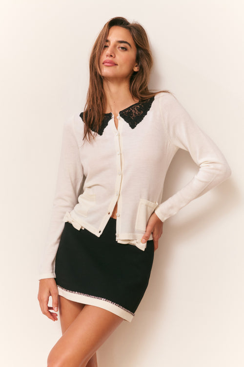 Lolani Wool Lace Collar Cardigan