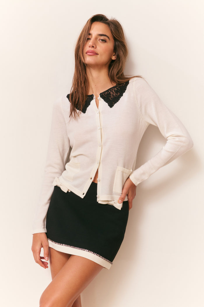 Lolani Wool Lace Collar Cardigan