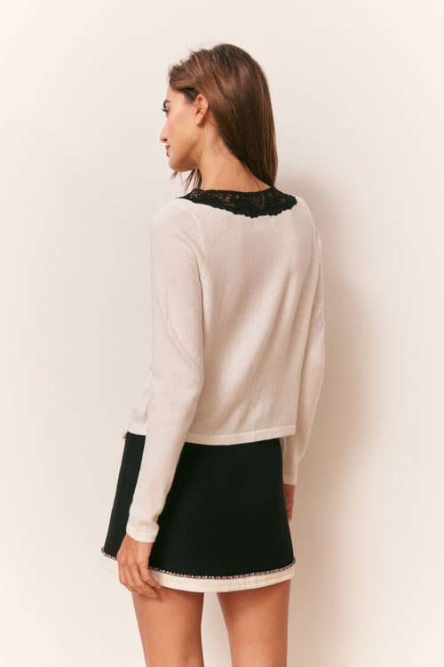 Lolani Wool Lace Collar Cardigan