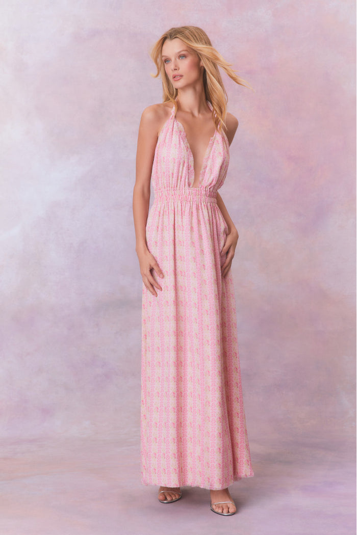 Love Fragrance Halter Maxi Dress- Women's Designer Luxury Dresses