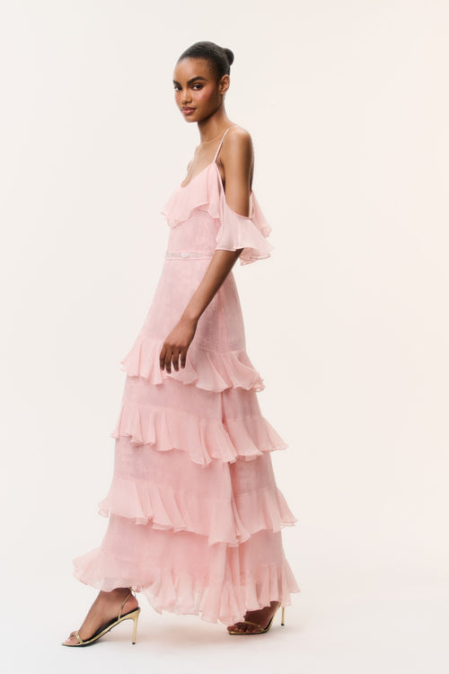 Laelia Floral Chiffon Ruffle Dress