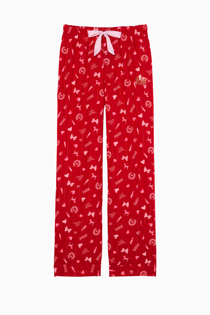 PINK x LoveShackFancy Red Lurex Stripe Flannel PJ Pant