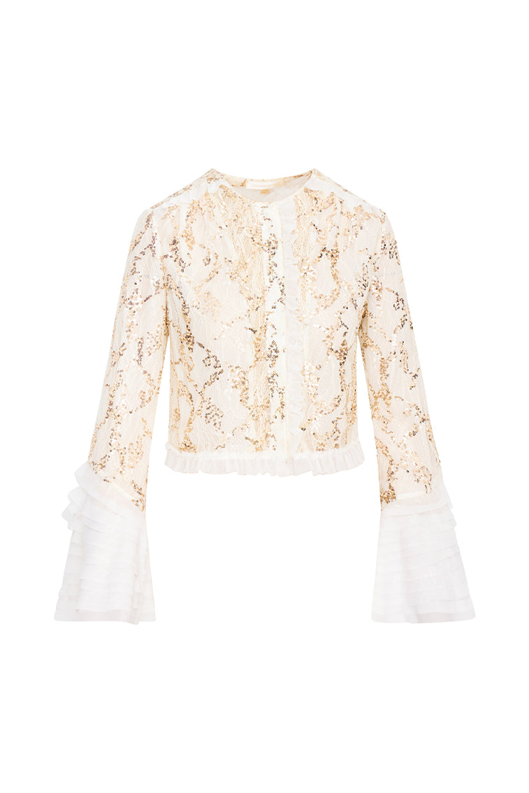Lyndon Sequin Lace Long Sleeve Top