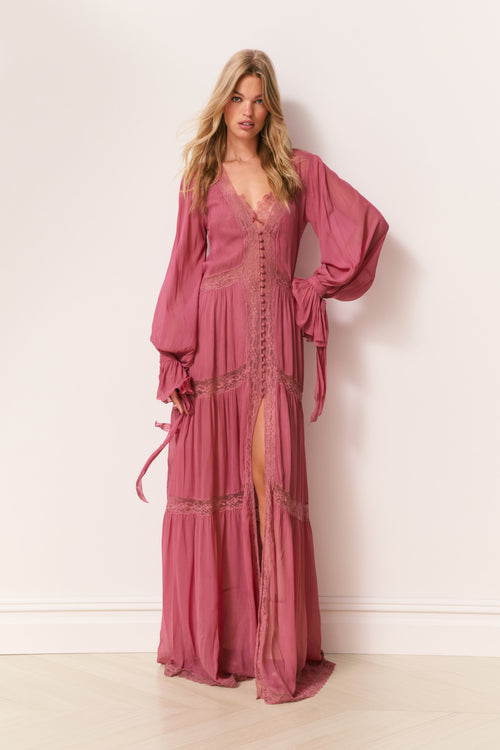 Lyvienne Chiffon Lace Maxi Dress