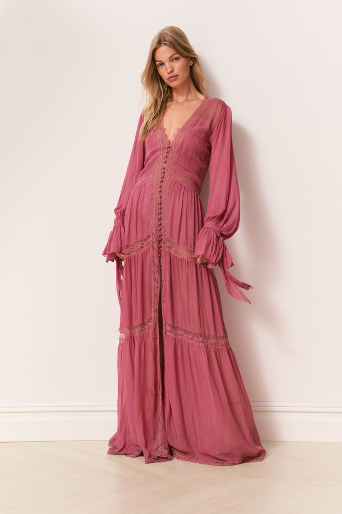 Lyvienne Chiffon Lace Maxi Dress