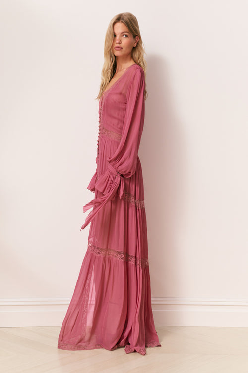 Lyvienne Chiffon Lace Maxi Dress