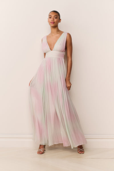 white christmas dresses Madeleine Pastel Tie-Dye Chiffon Maxi Dress