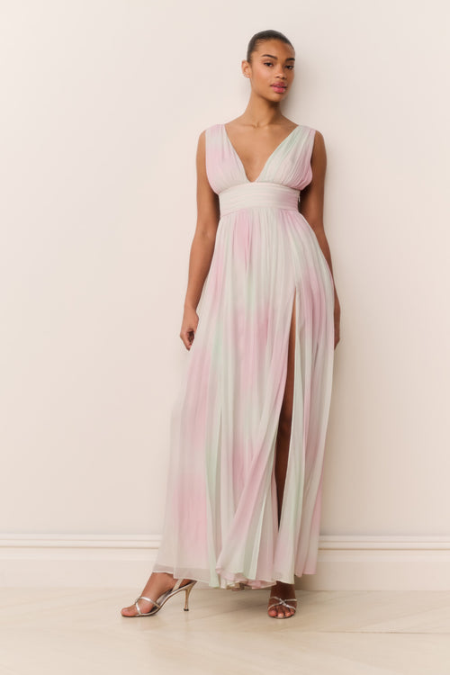 Madeleine Pastel Tie-Dye Chiffon Maxi Dress