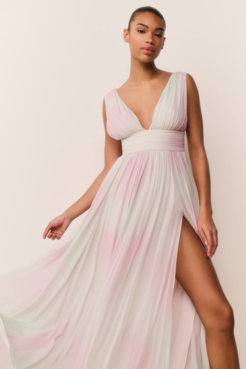 Madeleine Pastel Tie-Dye Chiffon Maxi Dress