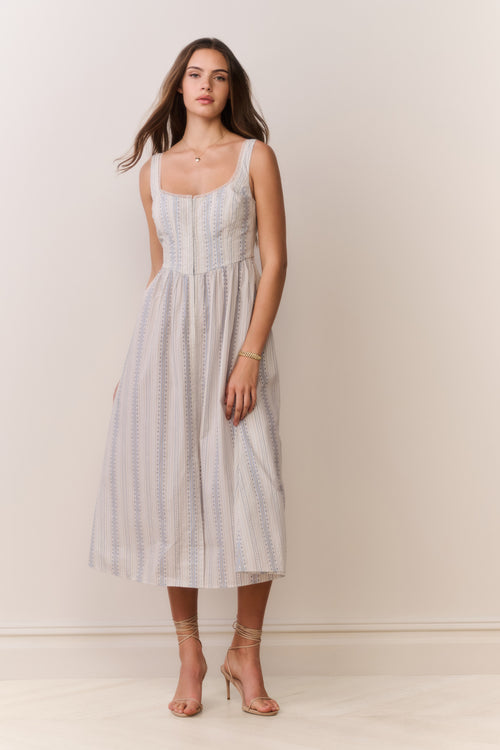 Majory Cotton Bustier Midi Dress