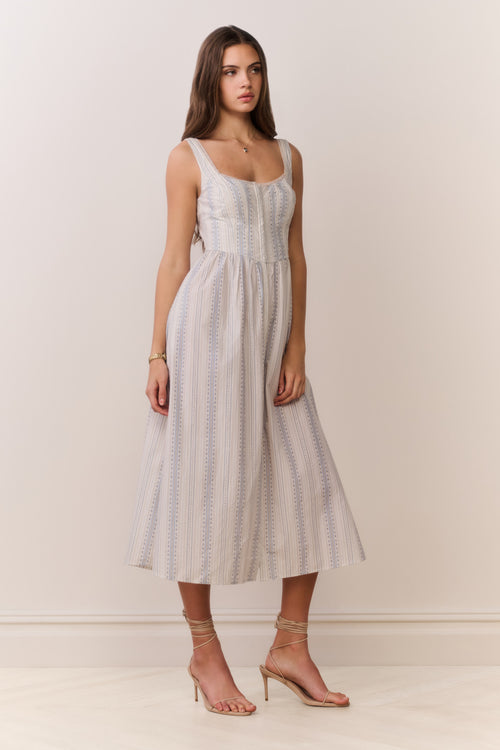 Majory Cotton Bustier Midi Dress