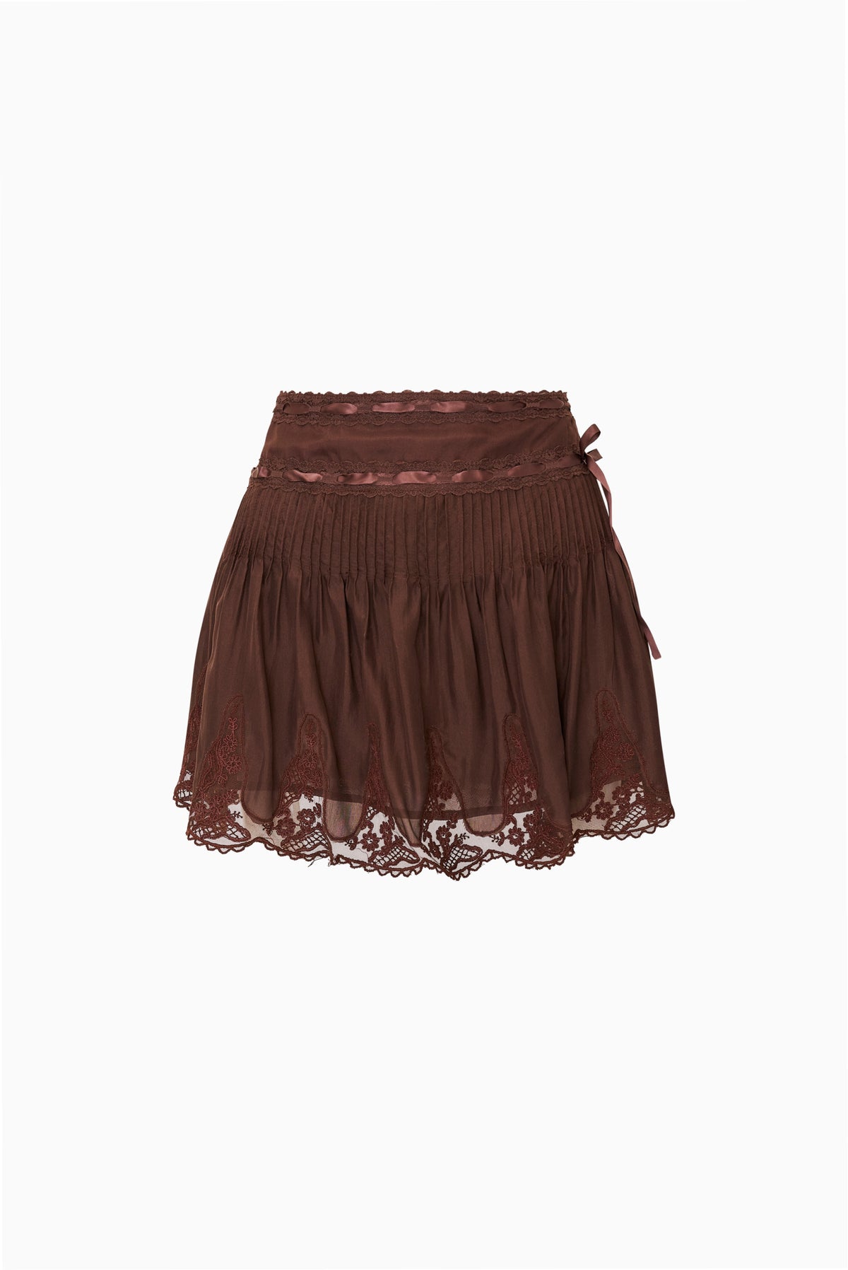 Marais Silk Lace Mini Skirt - MIDNIGHT MOCHA