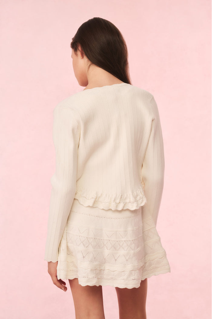 Girls Mari Knit Peplum Cardigan - SUNSET PINK main image 1