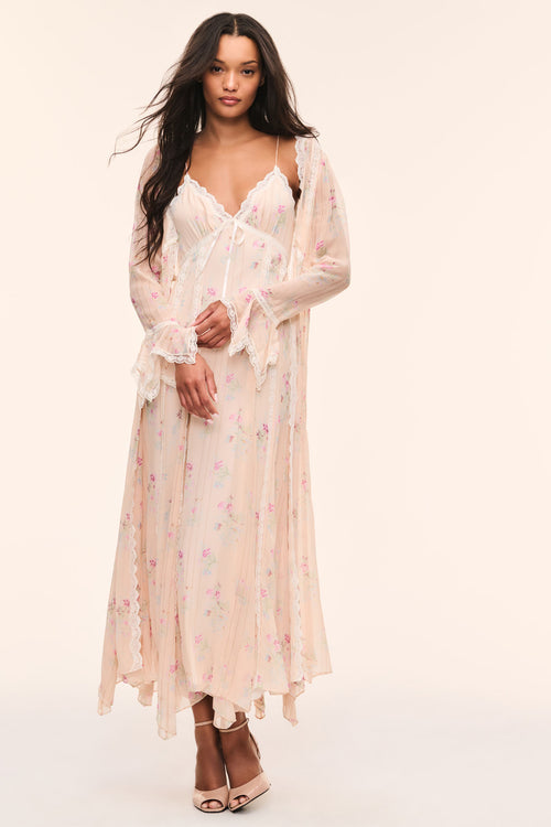 Mariven Silk Lace-Trimmed Duster